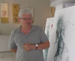 Jean-Claude Coenegracht dipinge il Palio d'agosto