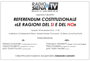"Referendum: le ragioni del Si e del No": il dibattito organizzato da Radio Siena Tv