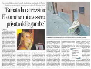 La polizia municipale ritrova la carrozzina elettrica rubata a Clementina