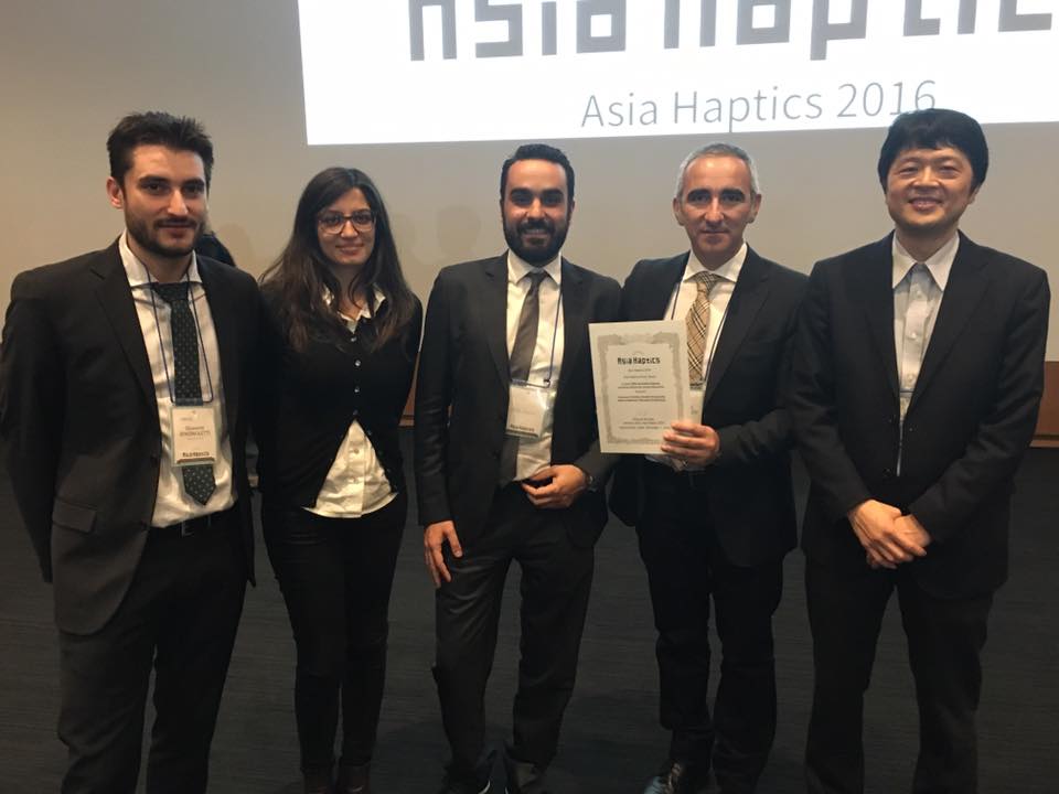 AsiaHaptics Silver Award per il laboratorio di Robotica e Sistemi dell’Università di Siena
