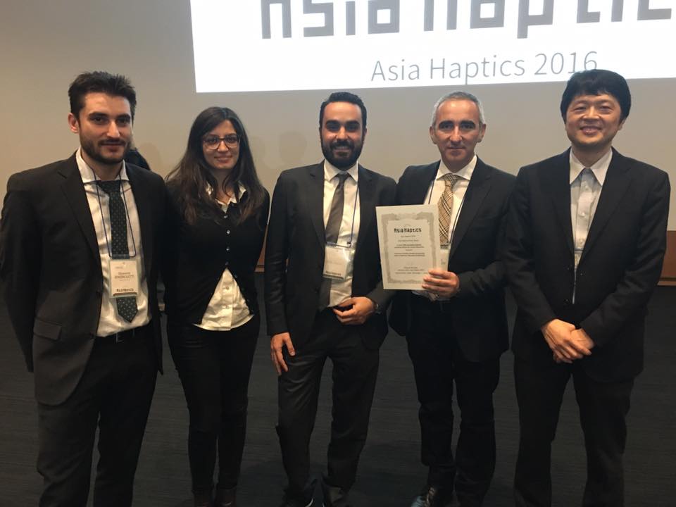 AsiaHaptics Silver Award per il laboratorio di Robotica e Sistemi dell&rsquo;Universit&agrave; di Siena