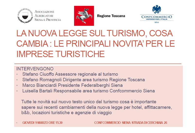 “La nuova legge sul turismo: cosa cambia”, se ne parla nell’incontro con l’assessore Ciuoffo a Siena  