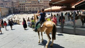 A Siena a cavallo, attraversa il centro fino a Piazza del Campo