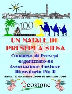 "Un Natale di Presepi a Siena", questa sera le premiazioni del concorso al Tatro del Costone