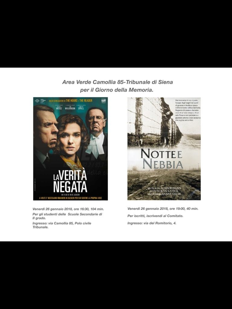 Comitato Area Verde Camollia 85, per il giorno della memoria due proiezioni e una mostra