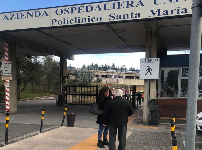 La leghista Tiziana Nisini protesta davanti alle Scotte contro i tagli alla sanit&agrave;