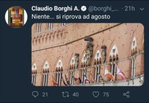 Onorevole della Lega twitta sul Palio e viene scambiato per un post sul governo