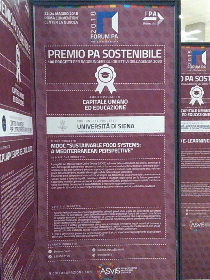 Il Mooc dell&rsquo;Universit&agrave; di Siena premiato a Roma tra i cento progetti per la sostenibilit&agrave; scelti da Forum PA