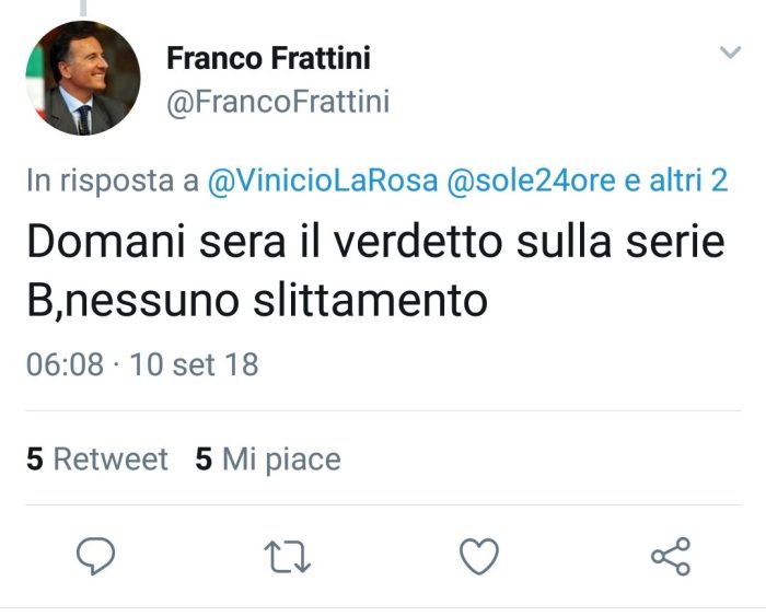 Robur, la sentenza del Coni arriver&agrave; domani sera