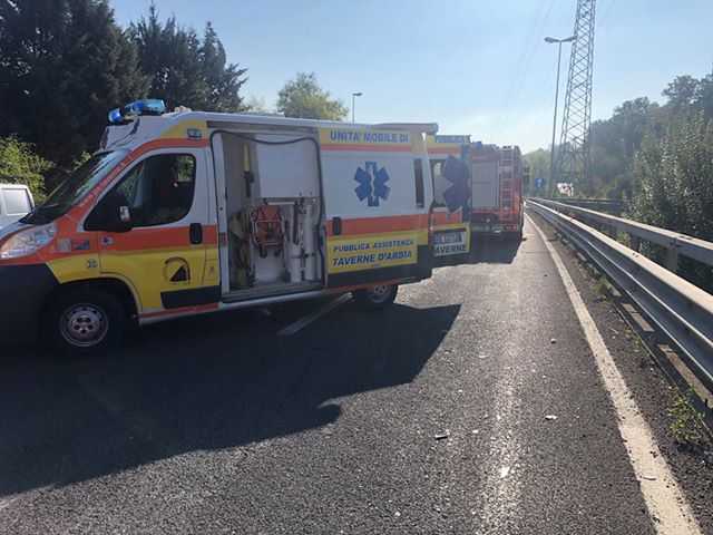 Incidente uscita Siena Ovest, un uomo trasportato alle Scotte