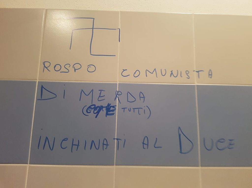 Scritte fasciste nel bar del Presidente ANPI di Castiglione d'Orcia