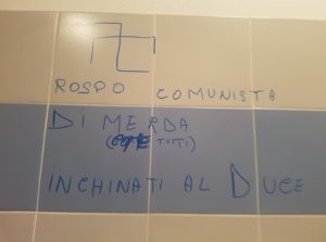 Scritte fasciste nel bar del Presidente ANPI di Castiglione d'Orcia