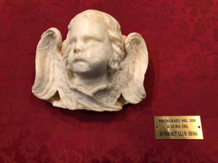 L'Angelo duecentesco nella chiesa di Provenzano restaurato grazie al contributo del Rotaract Club Siena