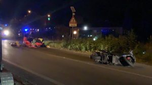 Coroncina, scontro tra scooter e furgone: una persona a terra e code chilometriche