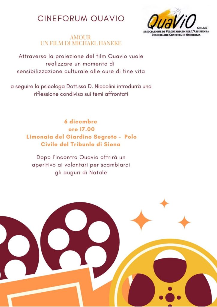 &ldquo;Amour&rdquo; il cineforum di &ldquo;Quavio&rdquo; per la sensibilizzazione culturale alle cure di fine vita