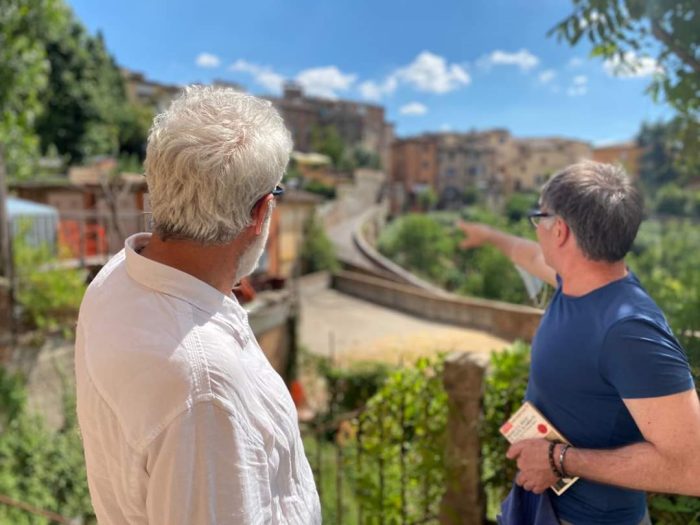Alessandro Benvenuti in visita al cantiere del Santa Maria della Scala