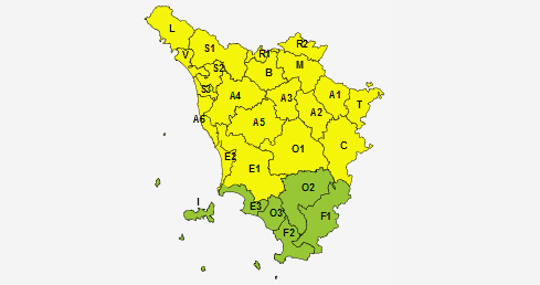 Maltempo, per domani codice giallo nella Toscana centro settentrionale