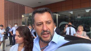 Via ai lavori sulla Cassia, Matteo Salvini arriva a Siena