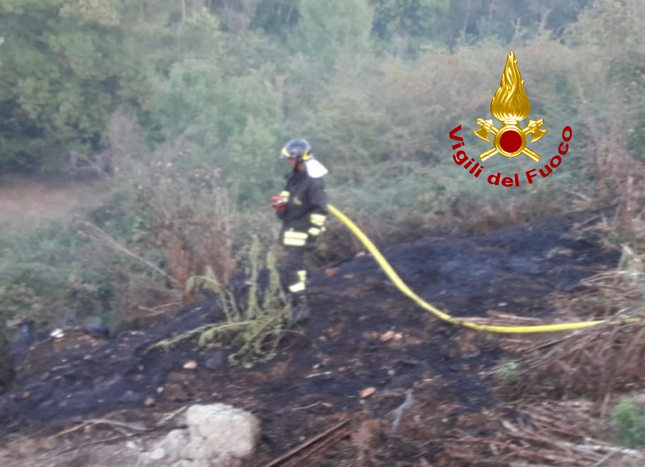 Suvignano, incendio di sterpaglie e rotoballe