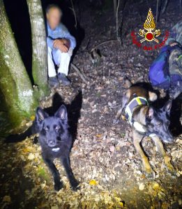 Fungaiolo ferito e disperso ritrovato dall'unità cinofila