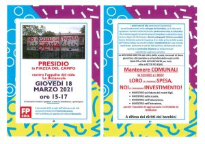 Appalto nido comunale: oggi il presidio in Piazza del Campo