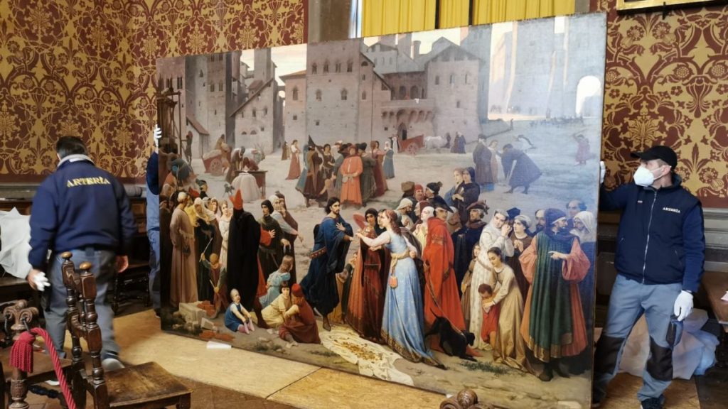 Il dipinto di Provenzano Salvani lascia Palazzo Pubblico per una mostra a Forl&igrave;