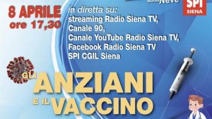 "Gli anziani e il vaccino": alle 17.30 su Siena Tv l'approfondimento di SPI CGIL