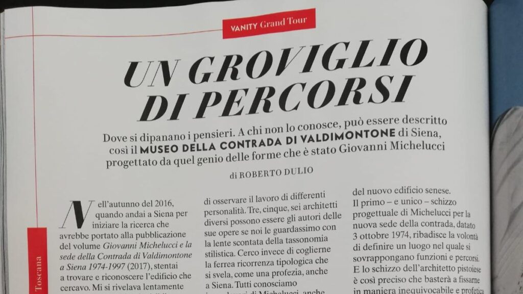 L'architetto Michelucci e il museo del Valdimontone protagonisti su Vanity Fair
