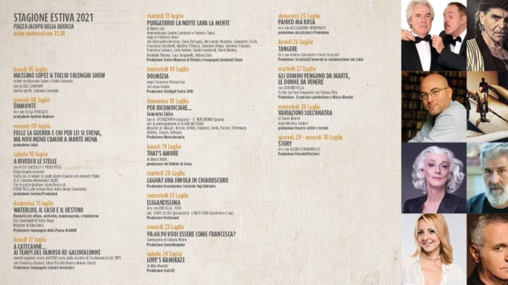 EstateEventi2021 a Siena: da luned&igrave; al via la vendita dei biglietti per gli spettacoli