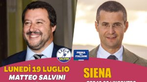 Suppletive: luned&igrave; 19 Matteo Salvini a Siena per sostenere Marrocchesi Marzi