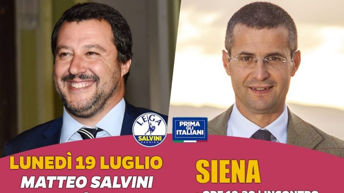 Suppletive: luned&igrave; 19 Matteo Salvini a Siena per sostenere Marrocchesi Marzi