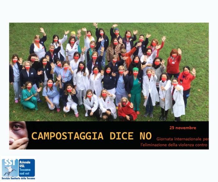Una mascherina rossa contro la violenza sulle donne all&rsquo;ospedale di Campostaggia