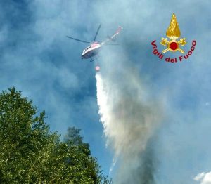 Monticiano, bosco in fiamme: vigili del fuoco al lavoro
