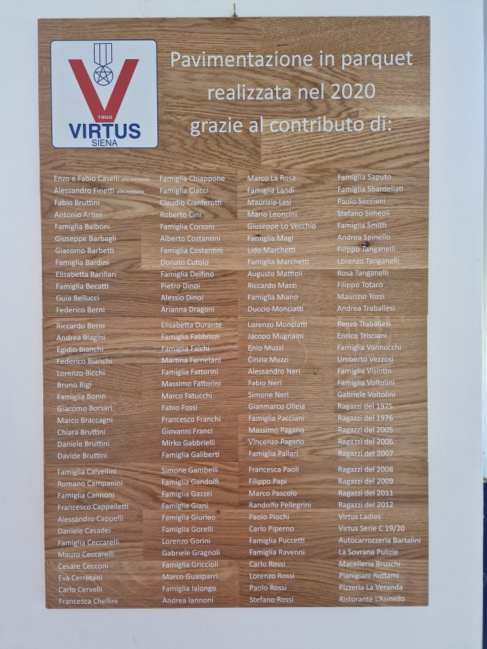 Alla Virtus Siena una targa in onore di chi ha contribuito per il nuovo parquet