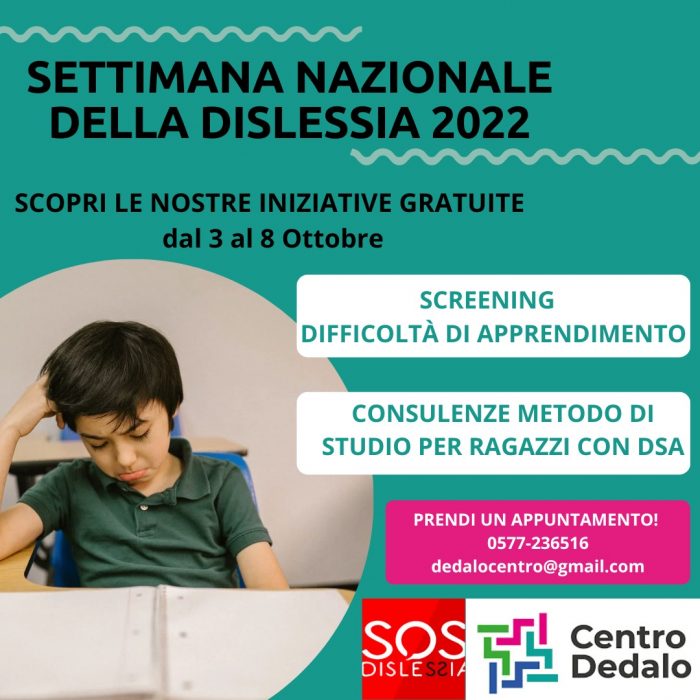 Settimana della Dislessia, al Centro Dedalo tornano gli screening gratuiti