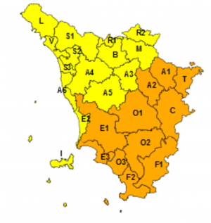 Piogge e temporali, domani codice arancione per la Toscana centro-sud