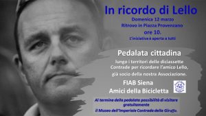 Una pedalata "In ricordo di Lello", iniziativa della Fiab Siena per domenica 12 marzo