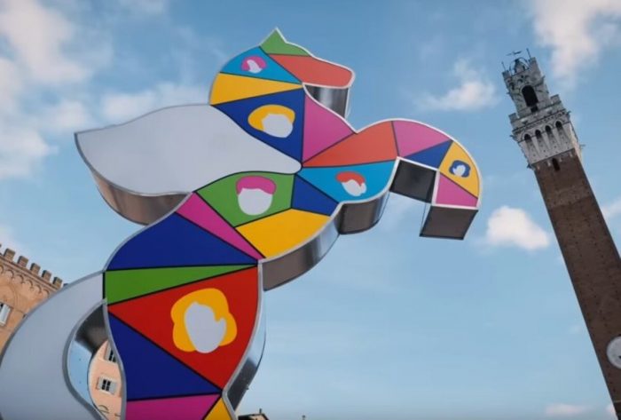 Marco Lodola dona a Siena l'opera luminosa Pegaso