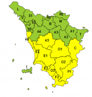 Maltempo: rischio idrogeologico e temporali, codice giallo per domani