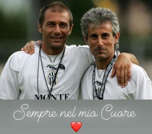 Un anno dalla morte di Ventrone, mister Antonio Conte lo ricorda con una foto dei tempi del Siena