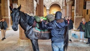 Cristian Moroni e la sua cavalla Furia in visita a Siena