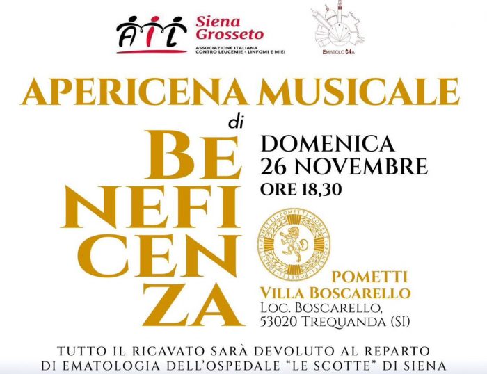 Trequanda, apericena musicale di beneficenza nella villa Boscarello – Pometti