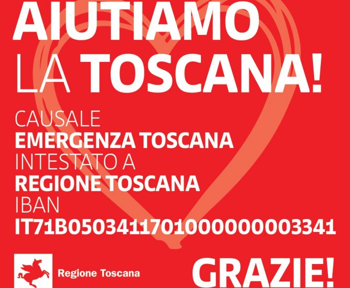 Maltempo, la Regione Toscana apre un conto corrente per la ricostruzione