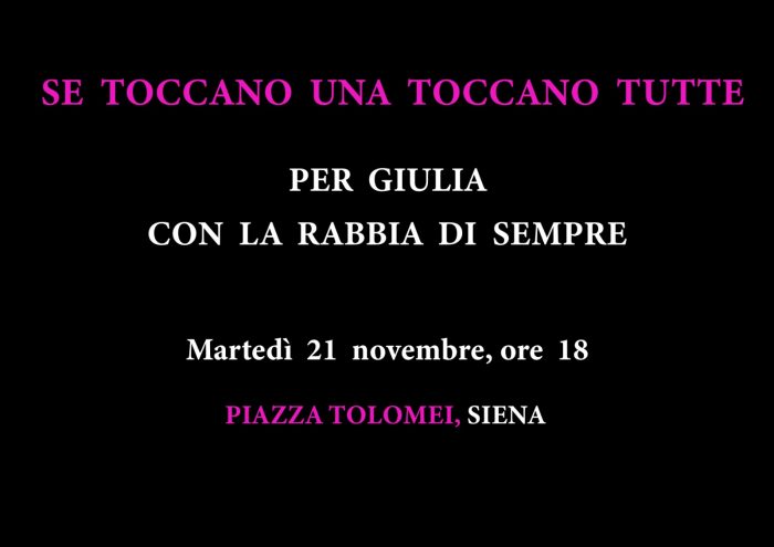 "Per Giulia con la rabbia di sempre", manifestazione domani a Siena