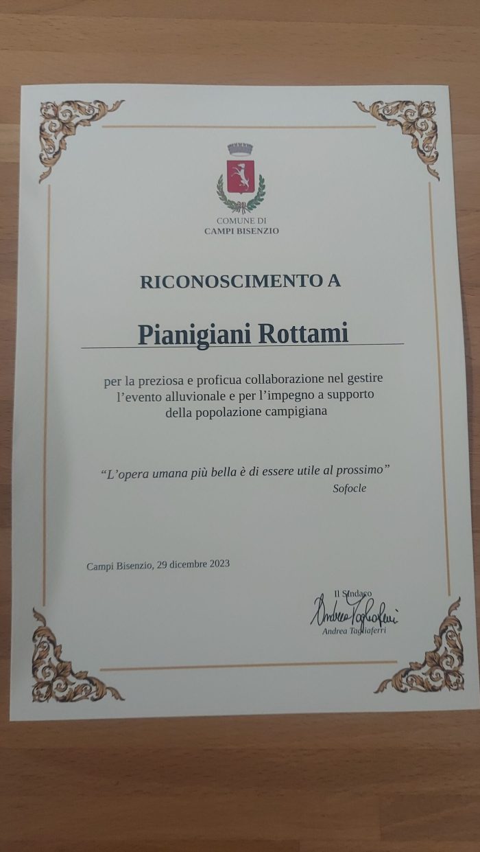 Il grazie di Campi Bisenzio a Pianigiani Rottami a due mesi dall&rsquo;alluvione