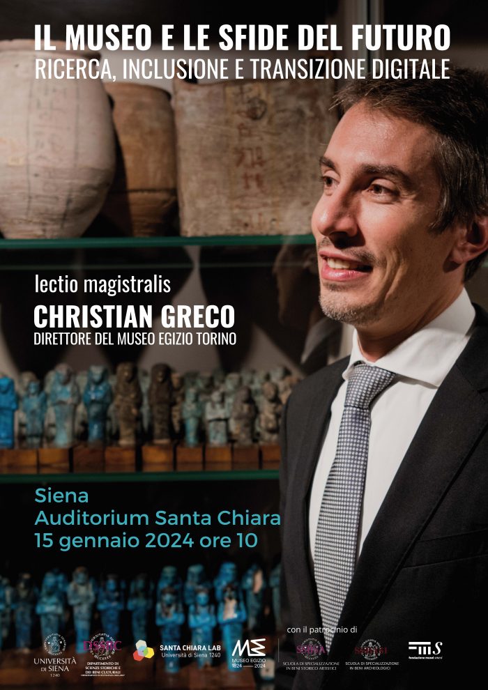 Universit&agrave; di Siena, il 15 gennaio la lectio magistralis di Christian Greco, direttore del Museo Egizio di Torino