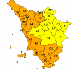 Maltempo, codice arancione per pioggia e temporali per domani in Toscana