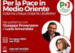 Siena, domani dibattito organizzato dal Pd su Medio Oriente con Provenzano e Annunziata