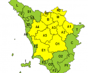 Meteo, codice giallo per temporali domani sulla Toscana centrale