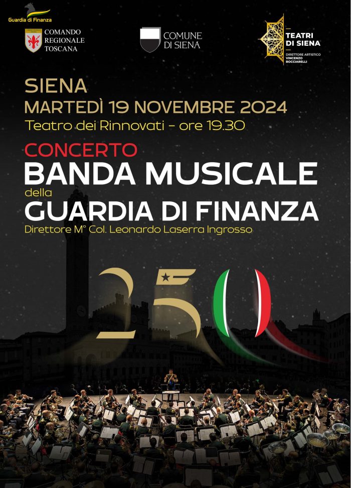 Siena, banda della Guardia di Finanza in concerto al Teatro dei Rinnovati
